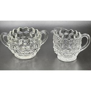 Vtg Fostoria American Cubist Sugar Creamer Clear Crystal Tea Sz Set Cottage Core